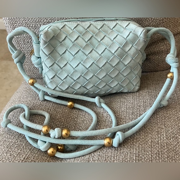 Bottega Veneta Mini Loop Blue Suede Shoulder Crossbody  Bag - Picture 9 of 10